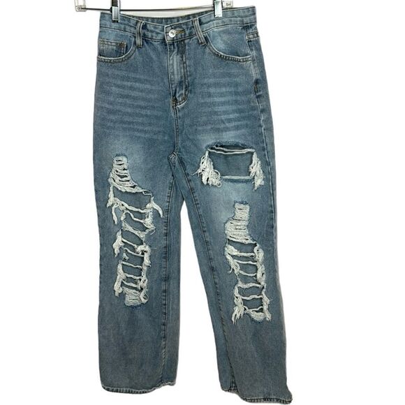 SHEIN High Rise Distressed Boot Cut Jeans. Size 28. - Picture 1 of 5